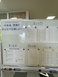 対戦表と応援メッセージのボード